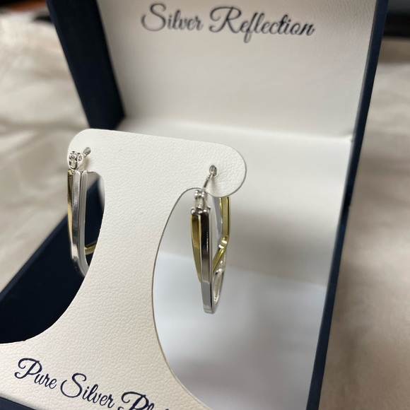 Silver Reflection Pure Silver Plated Hoop Earrings in Gold and Silver - Picture 5 of 8